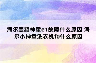 海尔变频神童e1故障什么原因 海尔小神童洗衣机f0什么原因